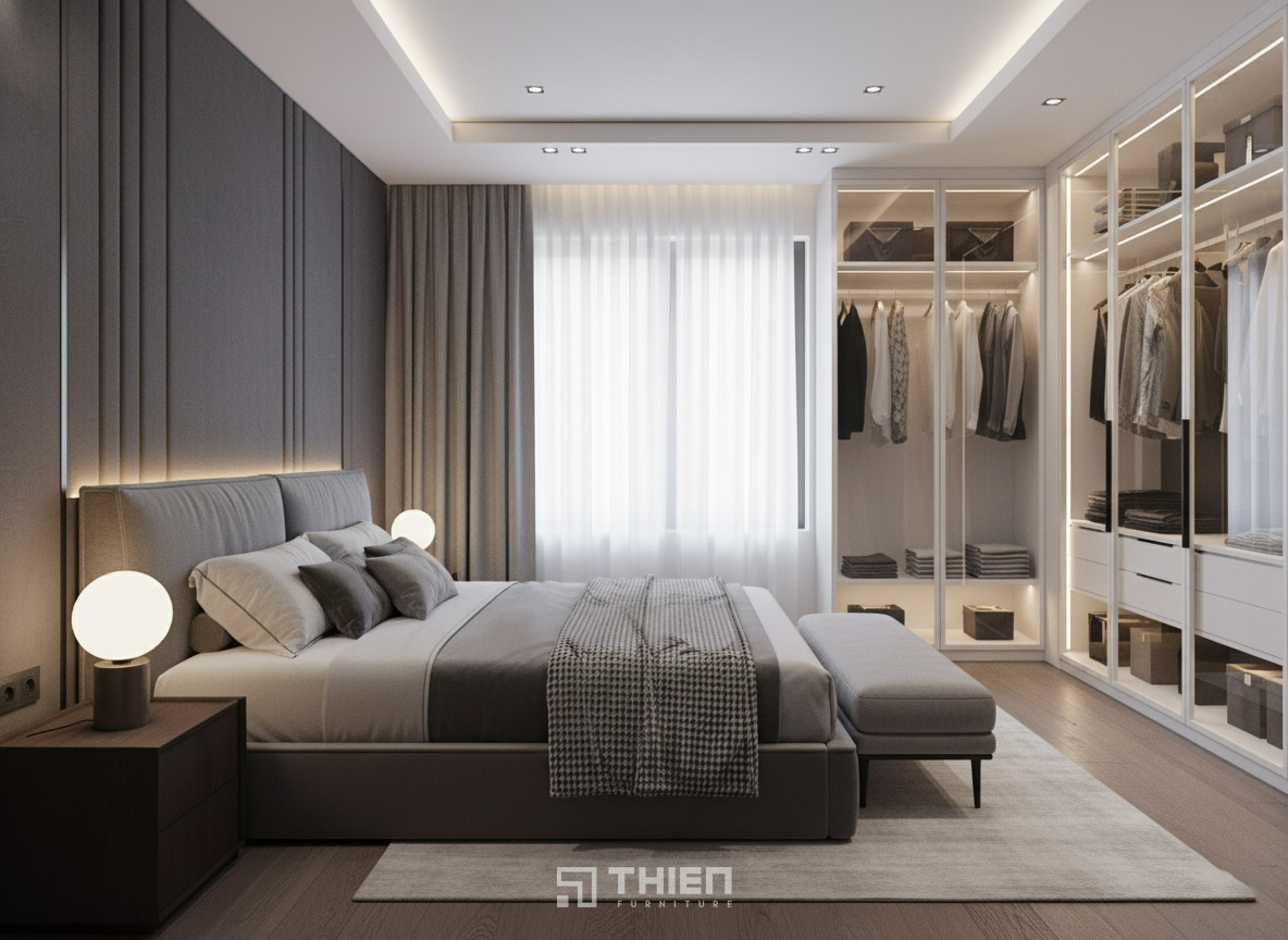 Tủ quần áo màu trắng sang trọng