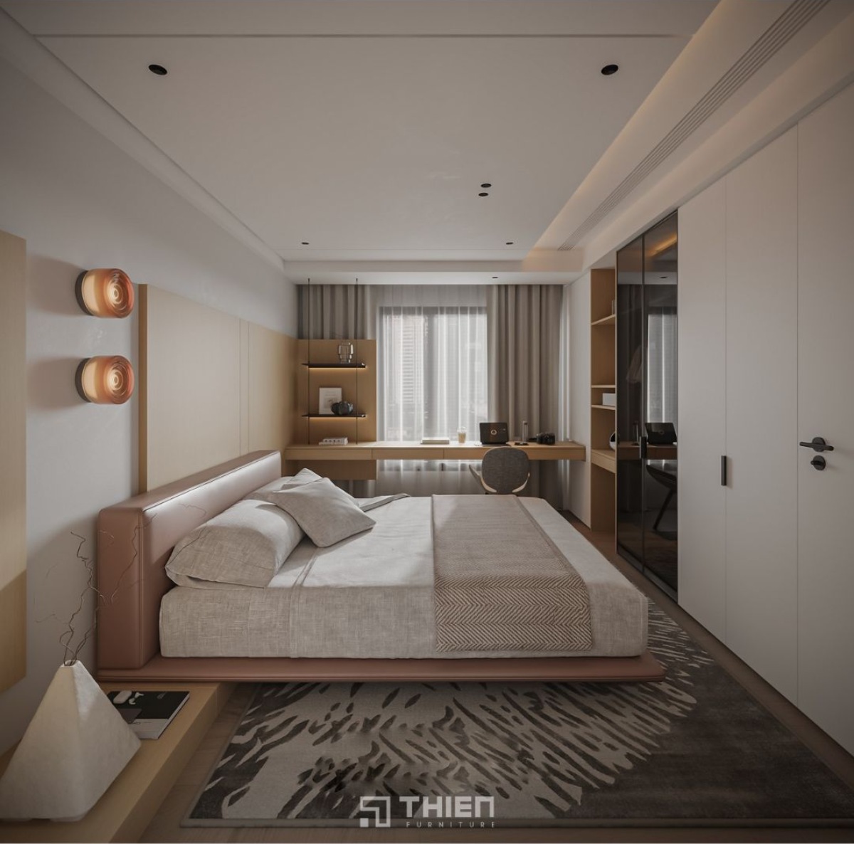 phòng ngủ 8m2 cho vợ chồng 