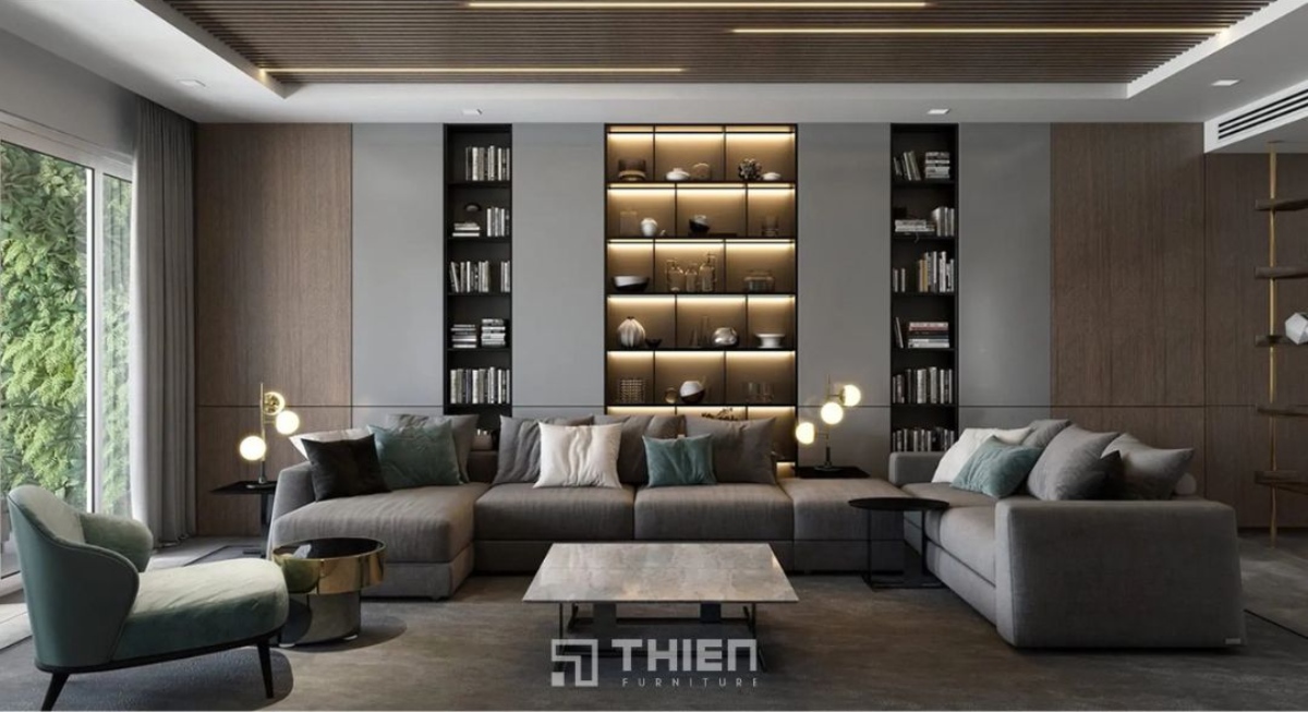 kết hơp tủ kín và kệ tủ mở
