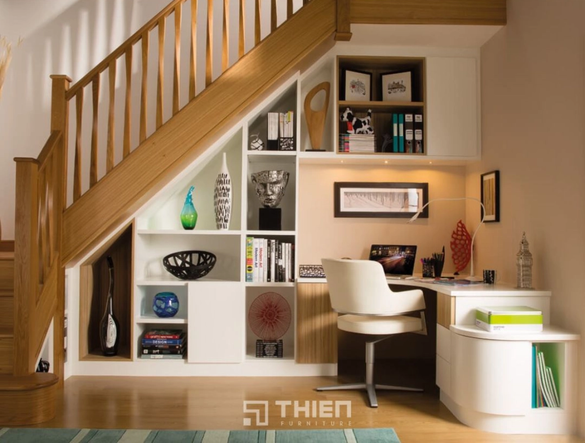 góc học tập dưới gầm cầu thang