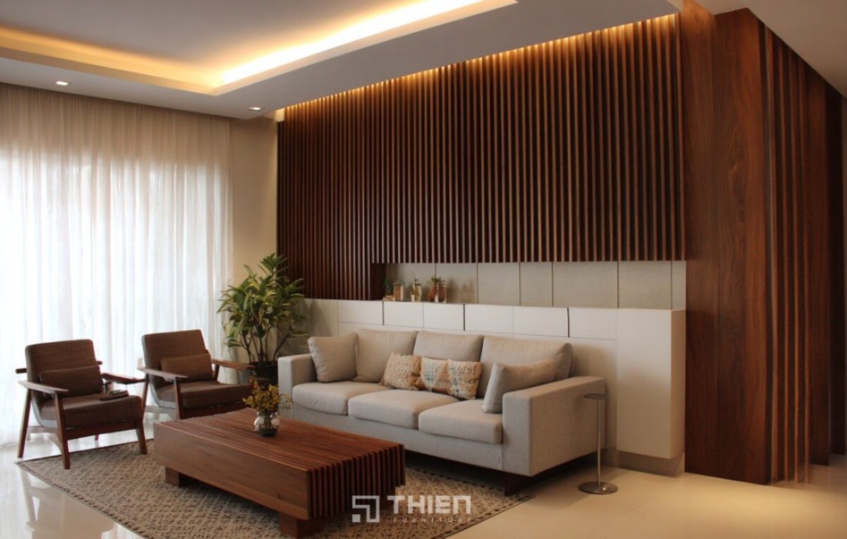 lam gỗ phòng khách gỗ tự nhiên