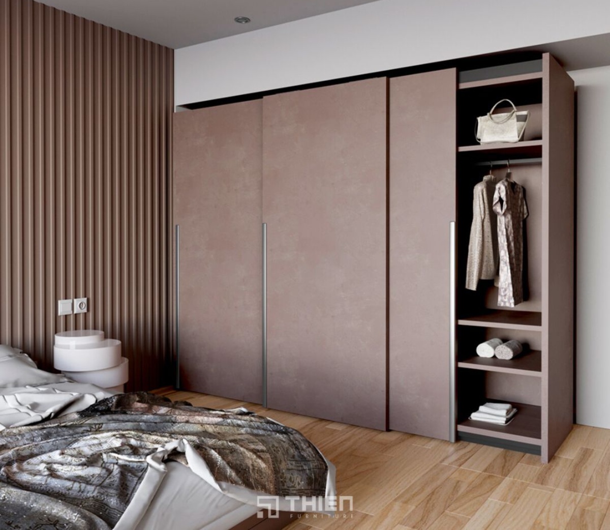 mẫu tủ quần áo cửa trượt cho phòng ngủ nhỏ 