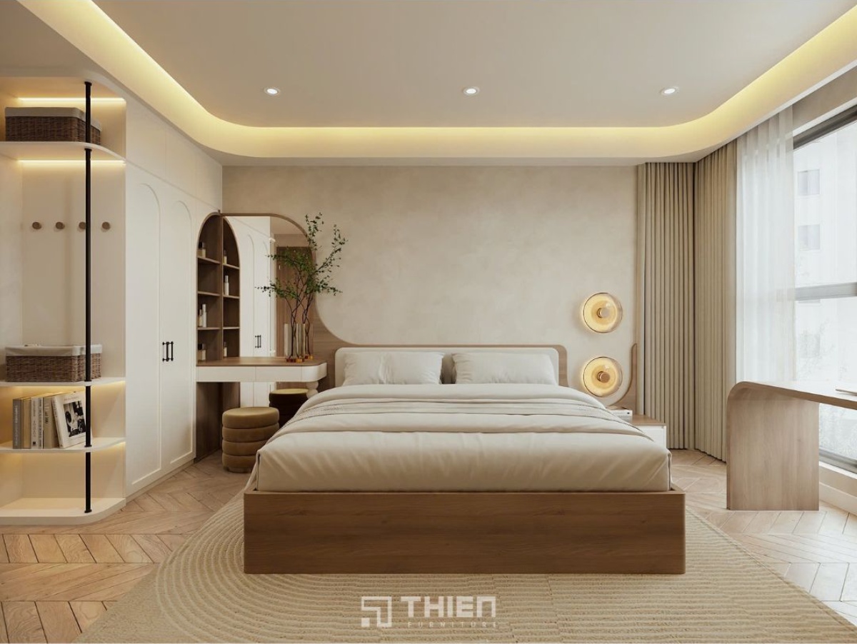 mẫu tủ quần áo kết hợp bàn trang điểm 