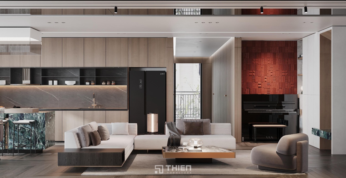 Phòng khách hiện đại cho biệt thự cao cấp