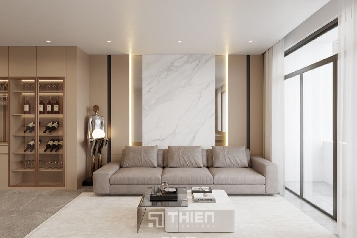 Bố trí phòng khách tầng 2 đẹp