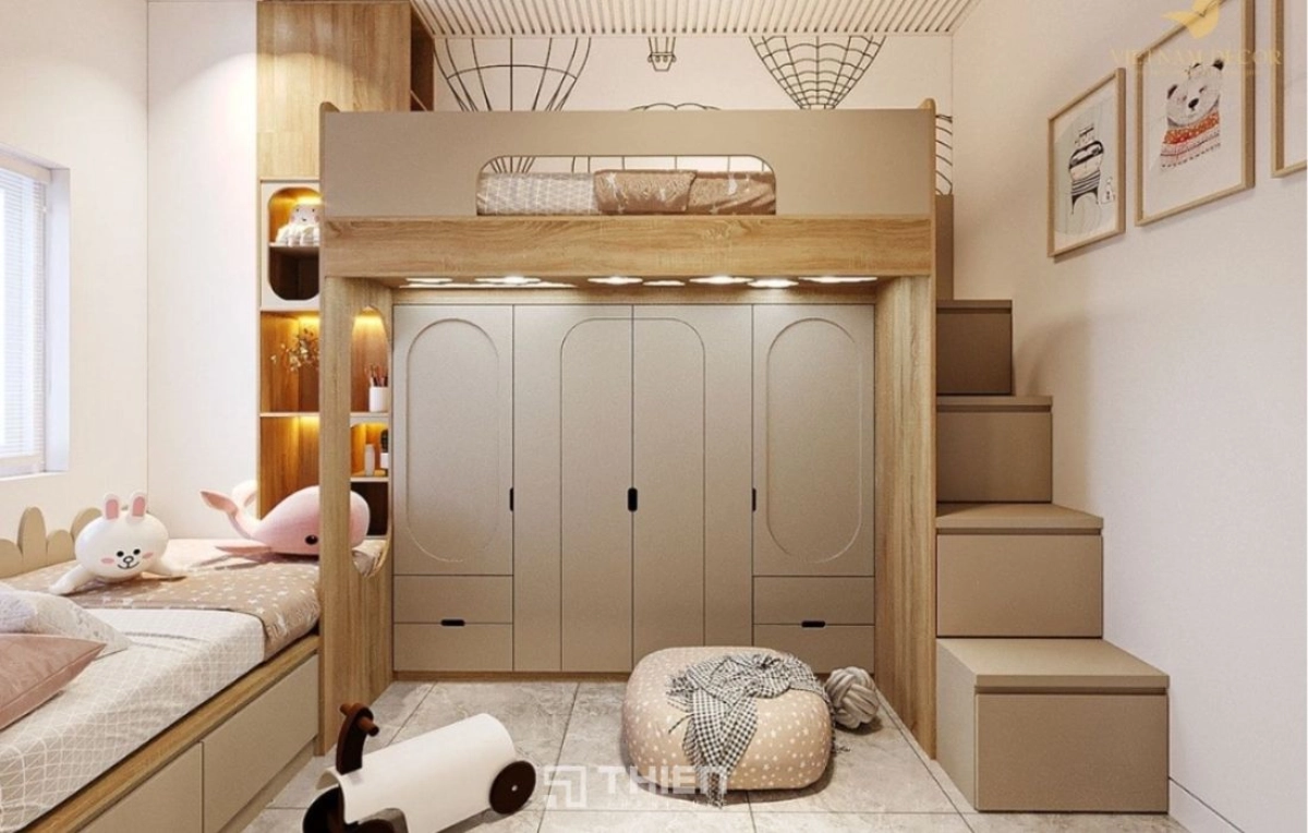 phòng ngủ 10m2 cho 2 bé