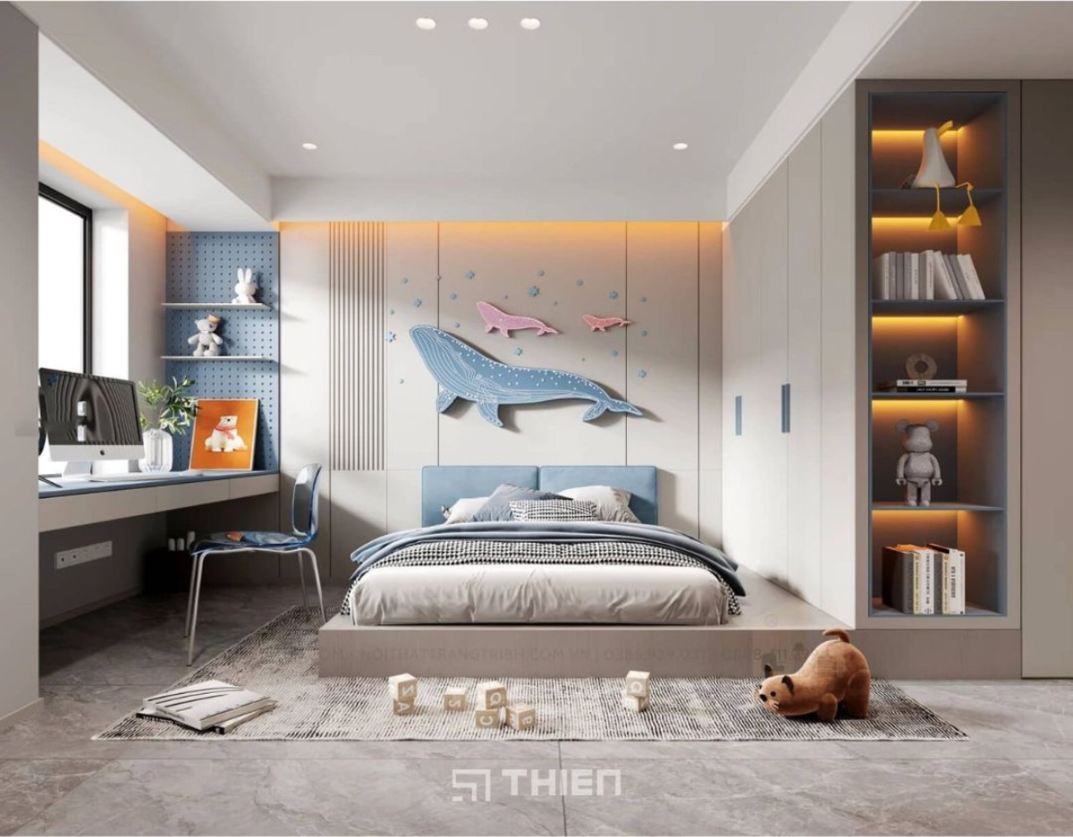 mẫu phòng ngủ bé trai năng động