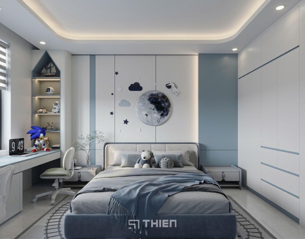 mẫu phòng ngủ bé trai tối giản