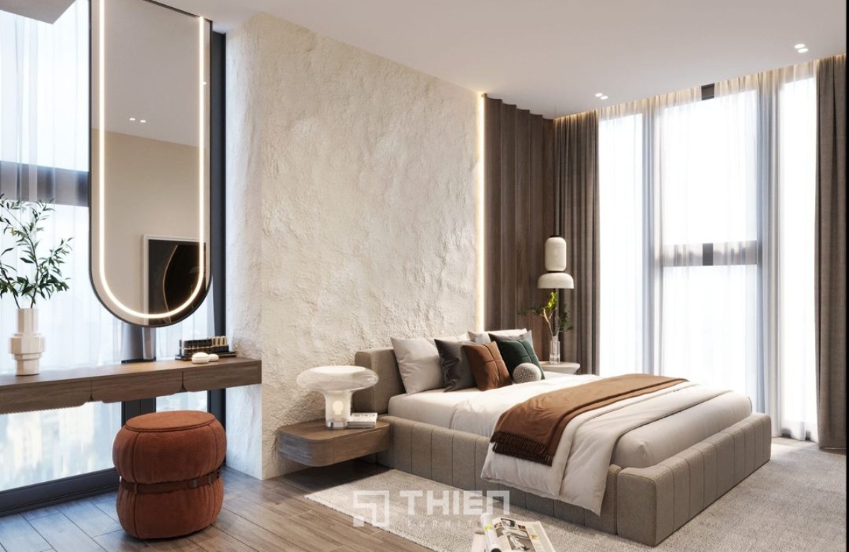 ứng dụng sơn giả bê tông trong phòng ngủ