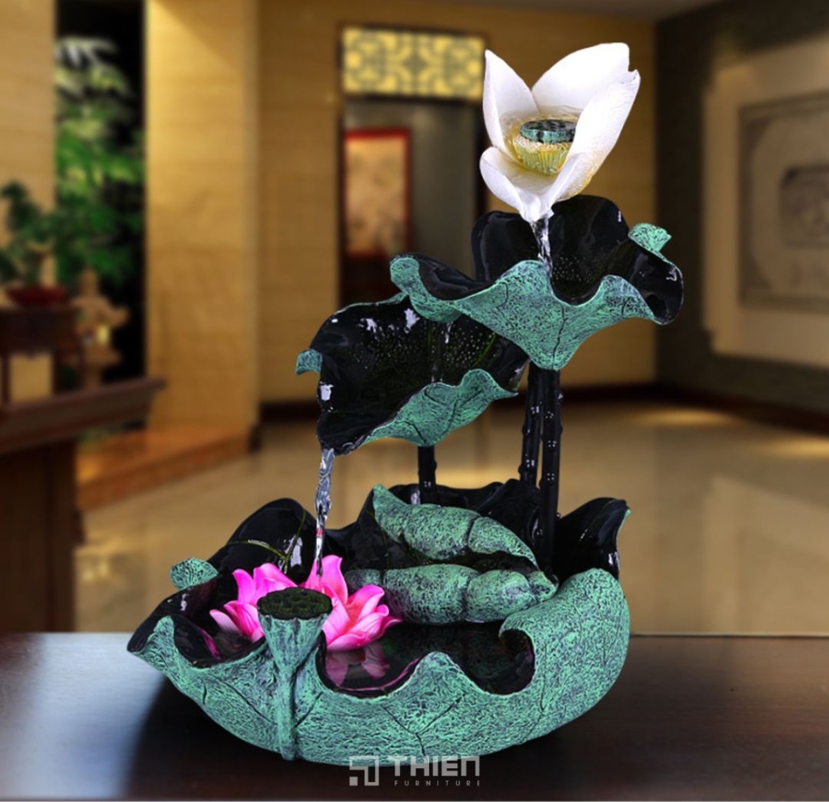 thác nước phong thủy đài sen