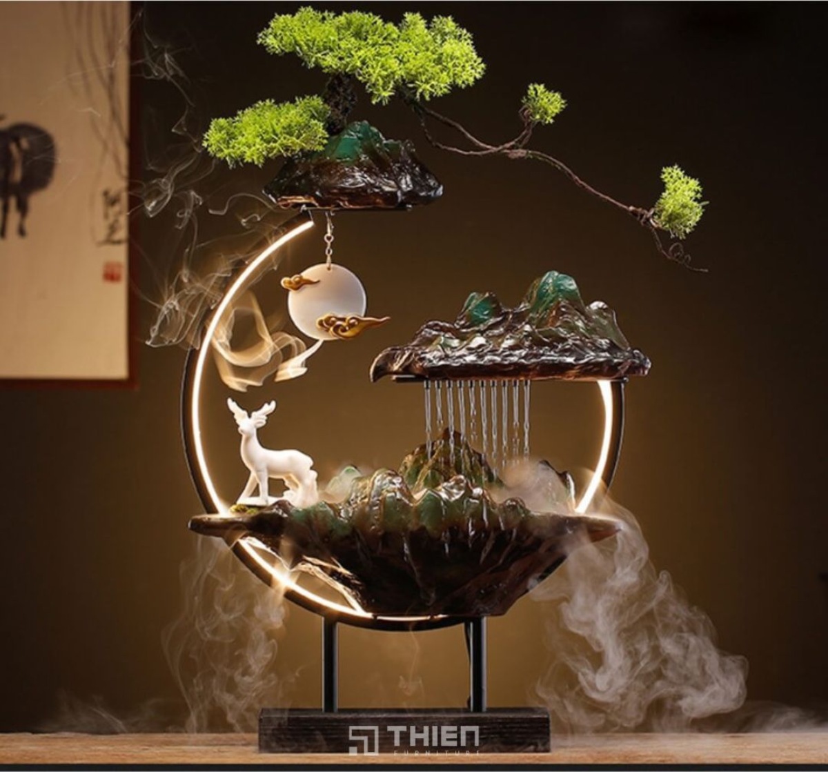 thác nước phong thủy xông trầm