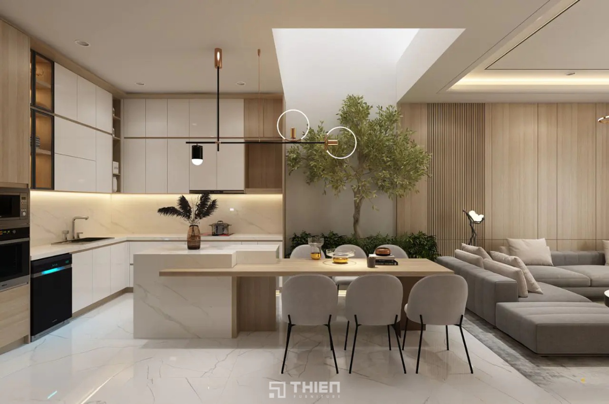 Phân chia không gian phòng khách liền bếp hợp lý