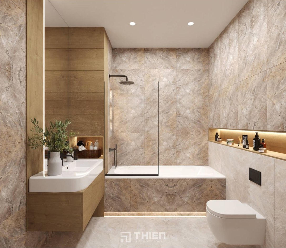 thiết kế phòng tắm trung bình