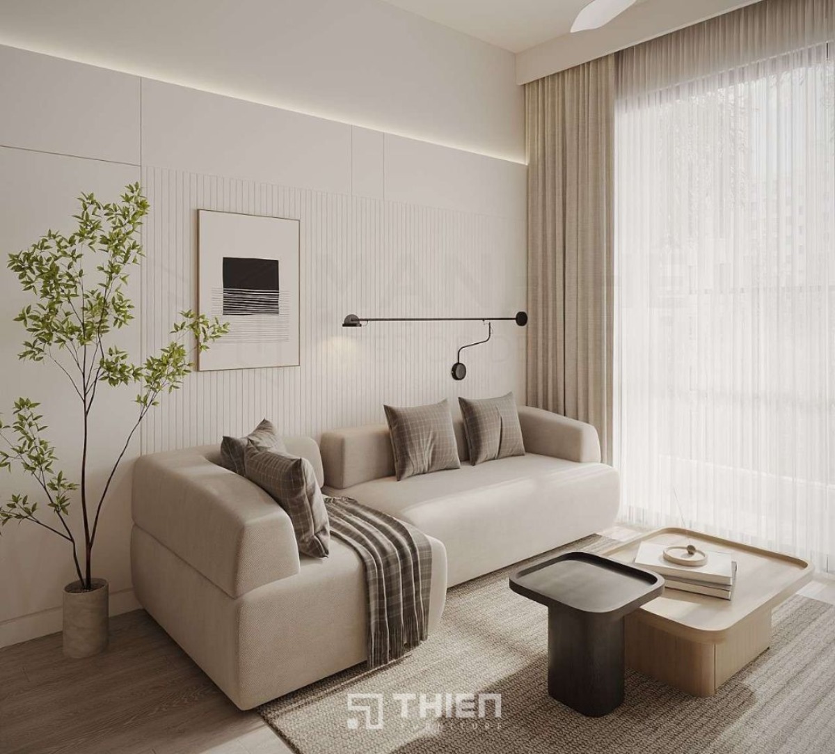 Bố trí cây xanh trong phòng khách 15m2